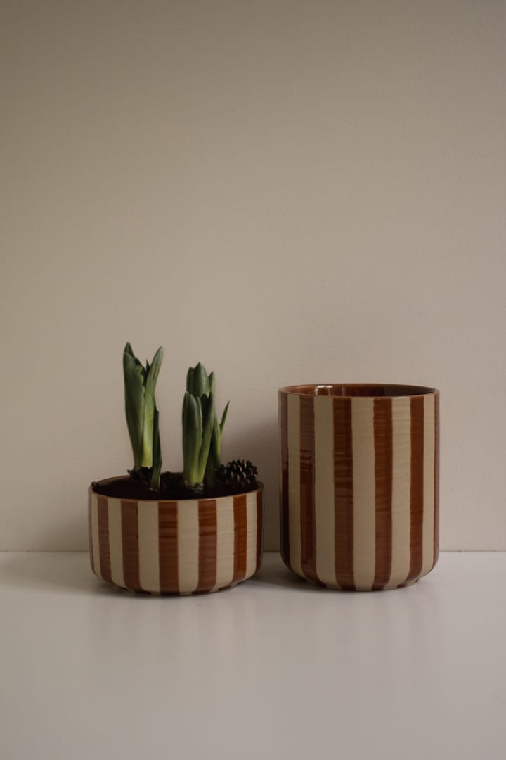 Line krukke Ø14x16 cm, Stripe nougat DBKD