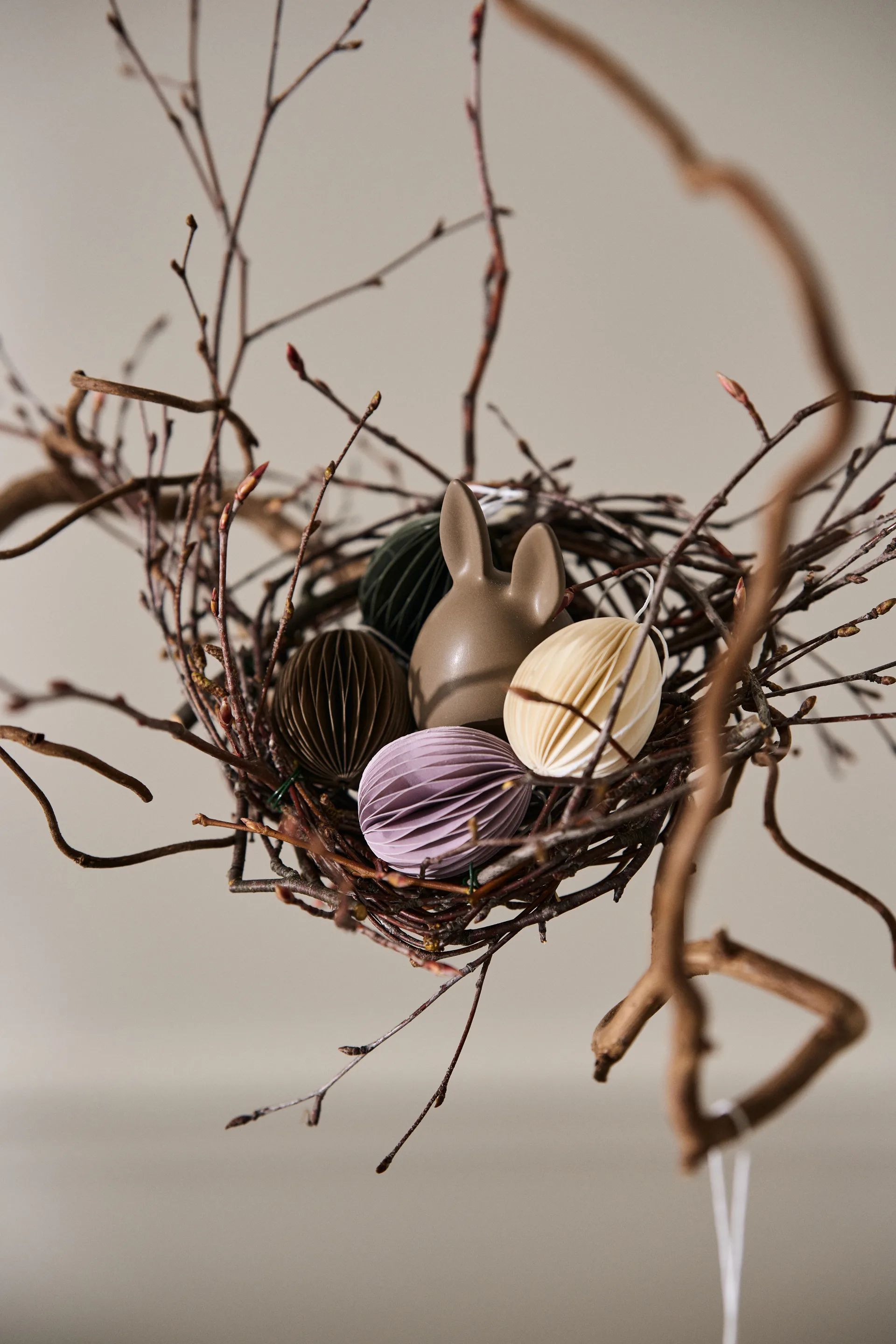 Ovoid påskepynt papir small 4 cm, Sand DBKD