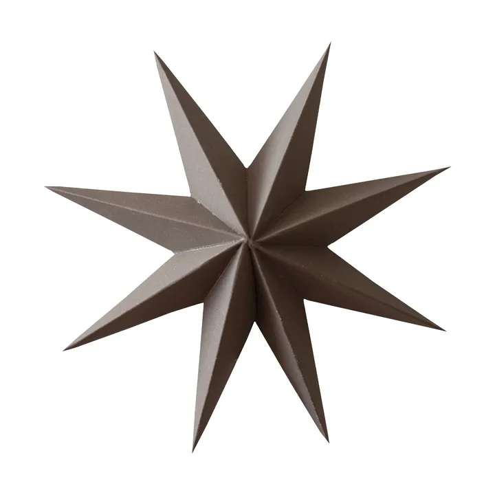 Paper winter star dekorasjonshengel - Brown, medium, Ø14 cm - DBKD