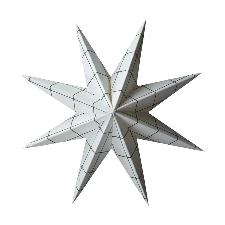 Paper winter star dekorasjonshengel - Square white, medium, Ø14 cm - DBKD