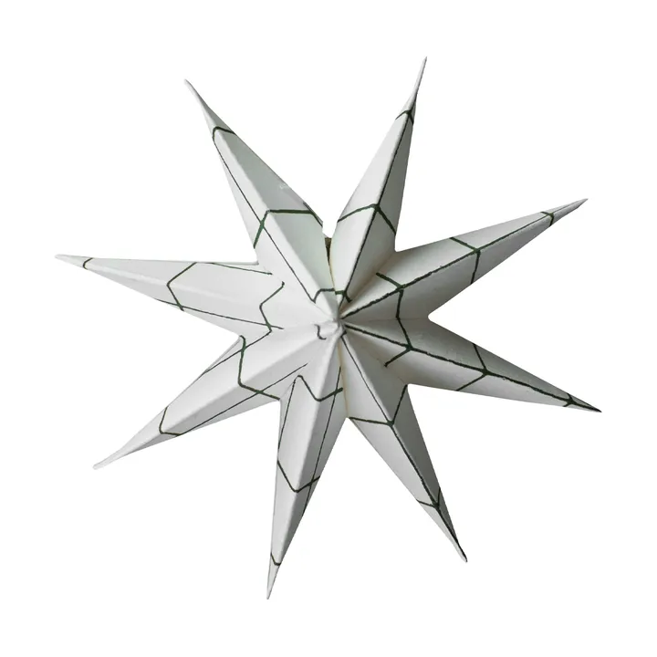 Paper winter star dekorasjonshengel - Square white, small, Ø9 cm - DBKD