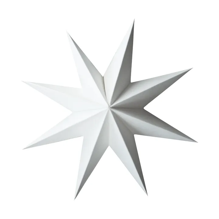 Paper winter star dekorasjonshengel - White, large, Ø19 cm - DBKD