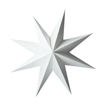 Paper winter star dekorasjonshengel - White, medium, Ø14 cm - DBKD