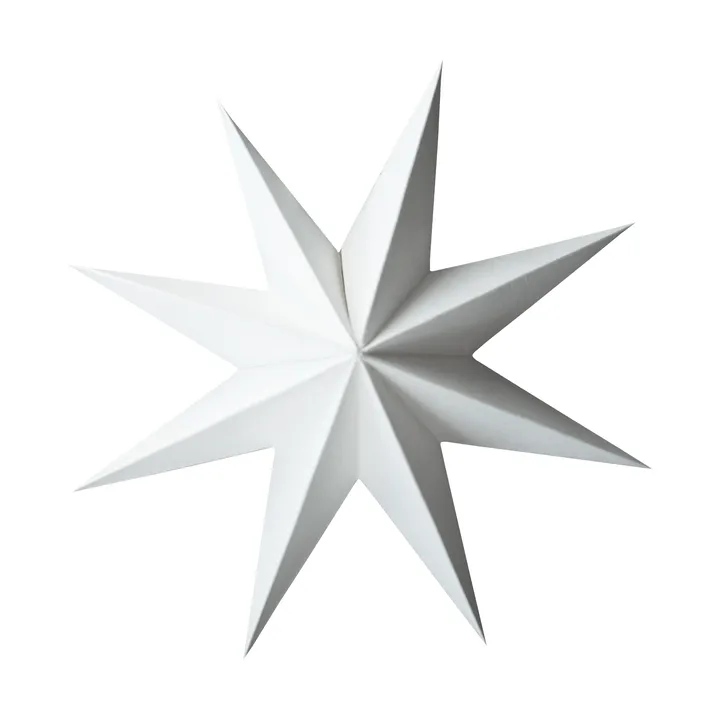 Paper winter star dekorasjonshengel - White, medium, Ø14 cm - DBKD