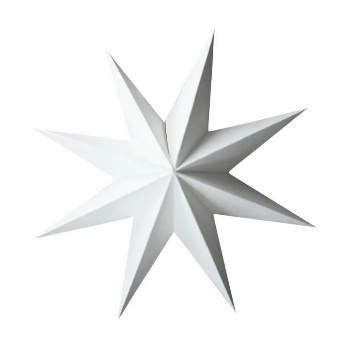 Paper winter star dekorasjonshengel - White, small, Ø9 cm - DBKD