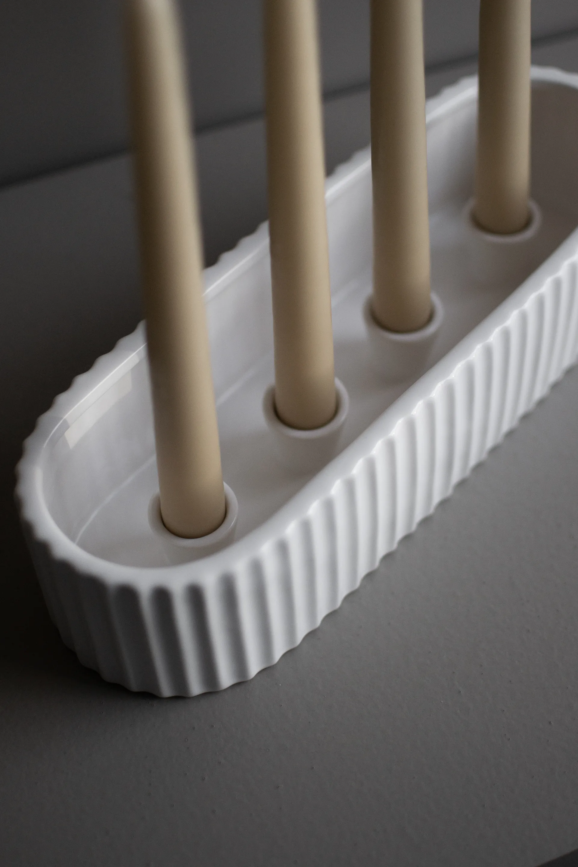 Stripe adventslysestake 30 cm, Shiny white  DBKD