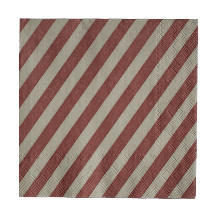 Stripe papirserviett 33x33 cm 20-pakn. - Dark red - DBKD