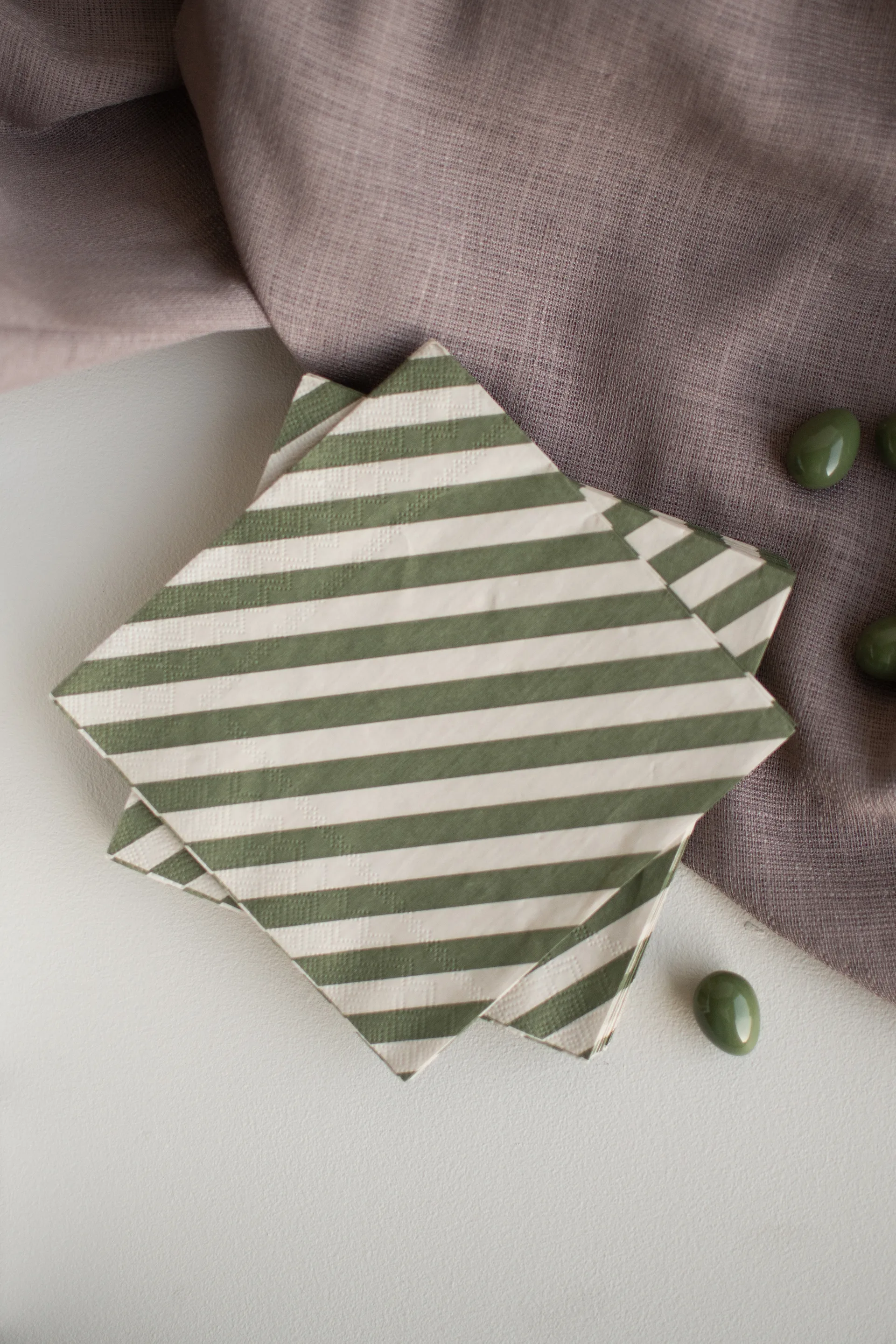 Stripe papirserviett 33x33 cm 20-pakn., Green DBKD