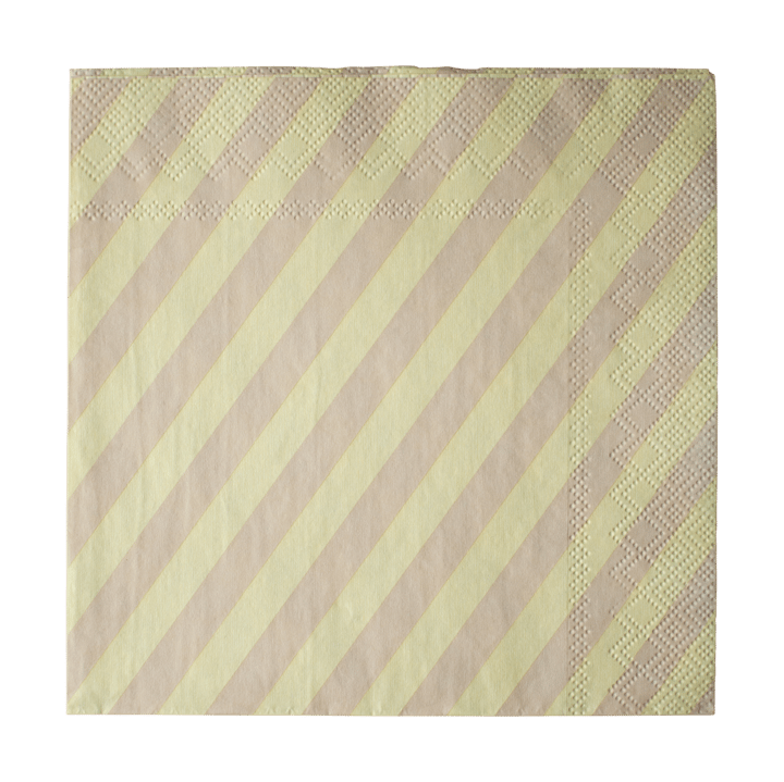 Stripe papirserviett 33x33 cm 20-pakn., Yellow DBKD