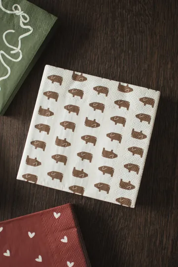 Swedish pig papirserviett 33x33 cm 20-pakning - Brown - DBKD