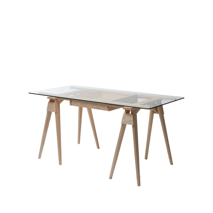 Arco skrivebord - eik klarlakk, inkl. skuff, glassplate - Design House Stockholm