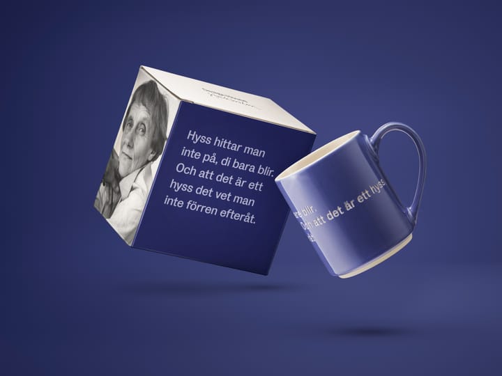 Astrid Lindgren kopp, hyss hittar man inte på, blå-svensk Design House Stockholm