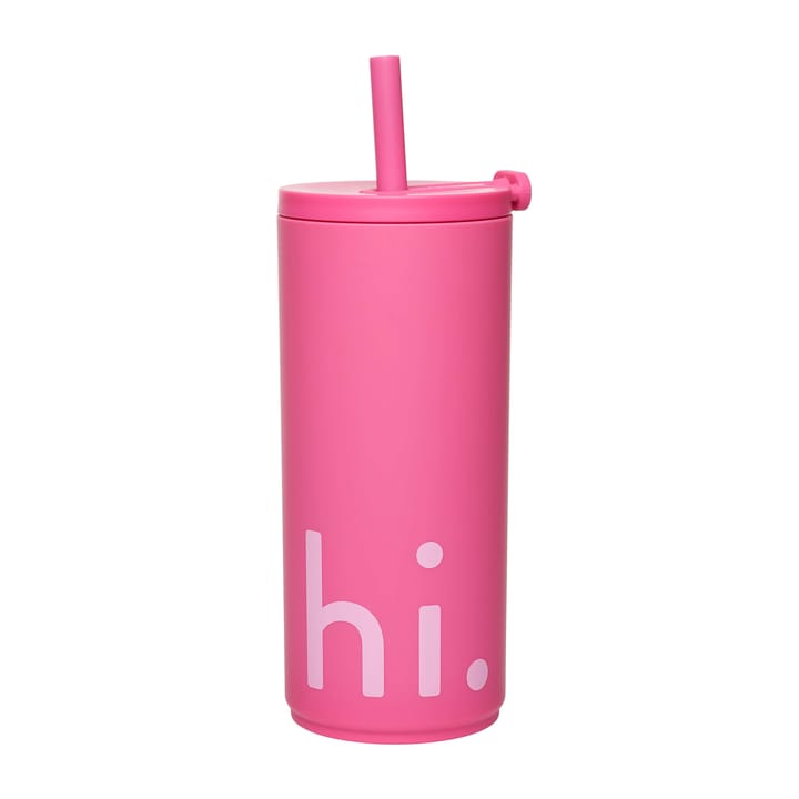 Travel Life termosflaske med sugerør 50 cl - Hi-cherry pink - Design Letters