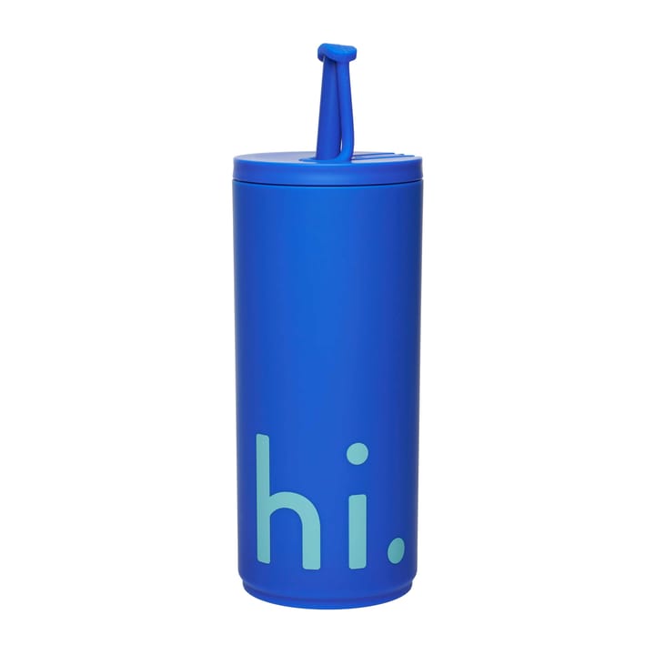 Travel Life termosflaske med sugerør 50 cl, Hi-cobalt blue Design Letters