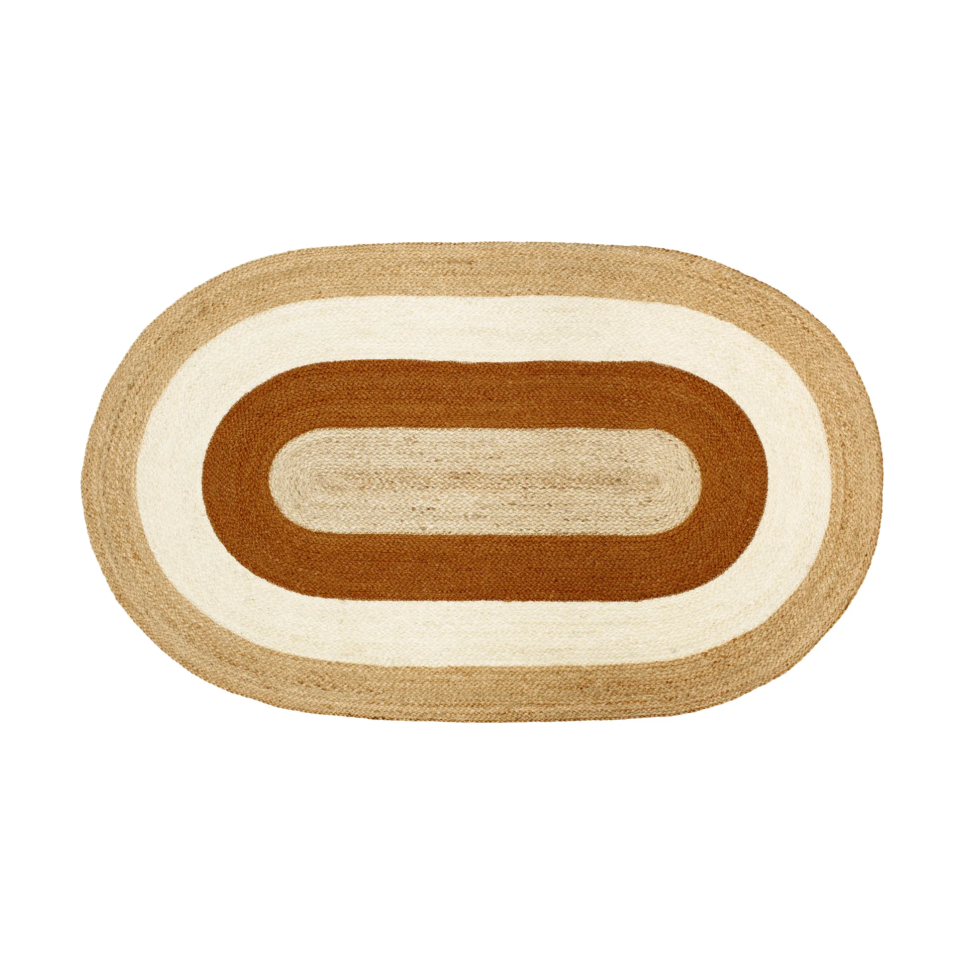 Elin striped oval juteteppe 92 x 150 cm, Brick Dixie