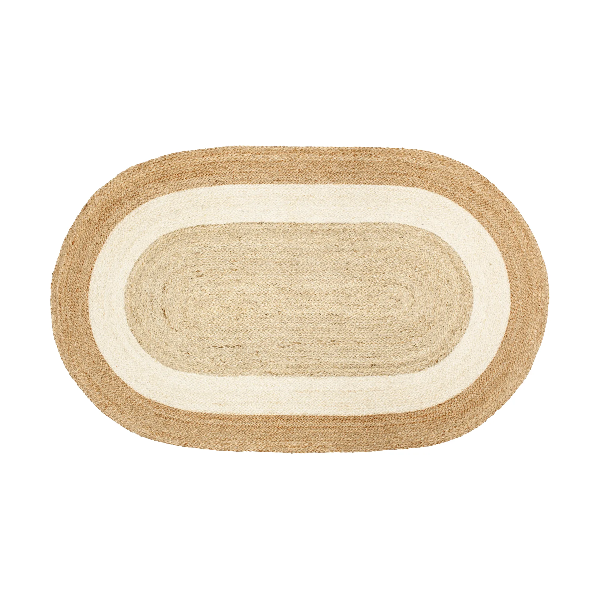 Elin striped oval juteteppe 92 x 150 cm, Naturlig Dixie