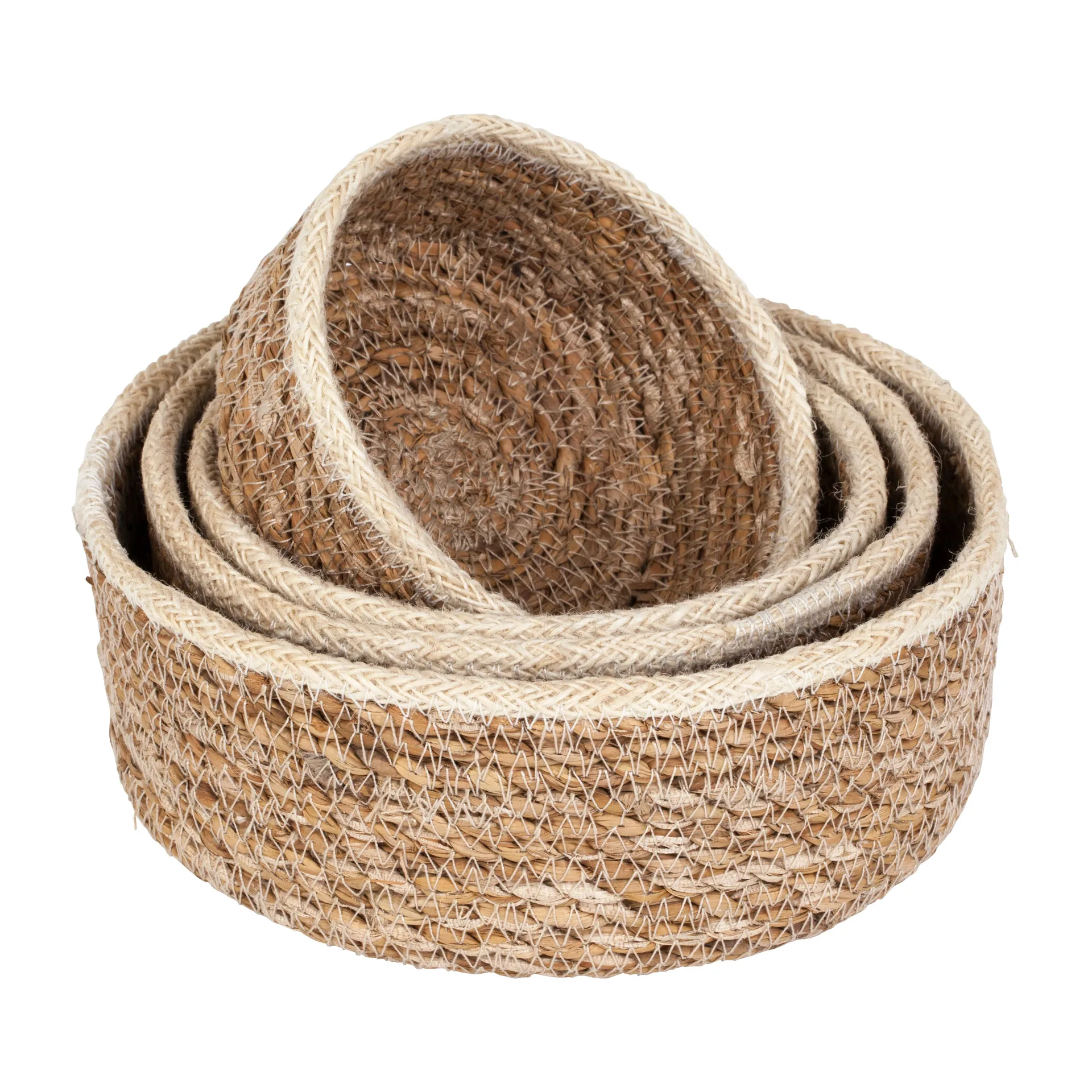 Emil seagrass kurv small 4-pakning, Natur-hvit Dixie