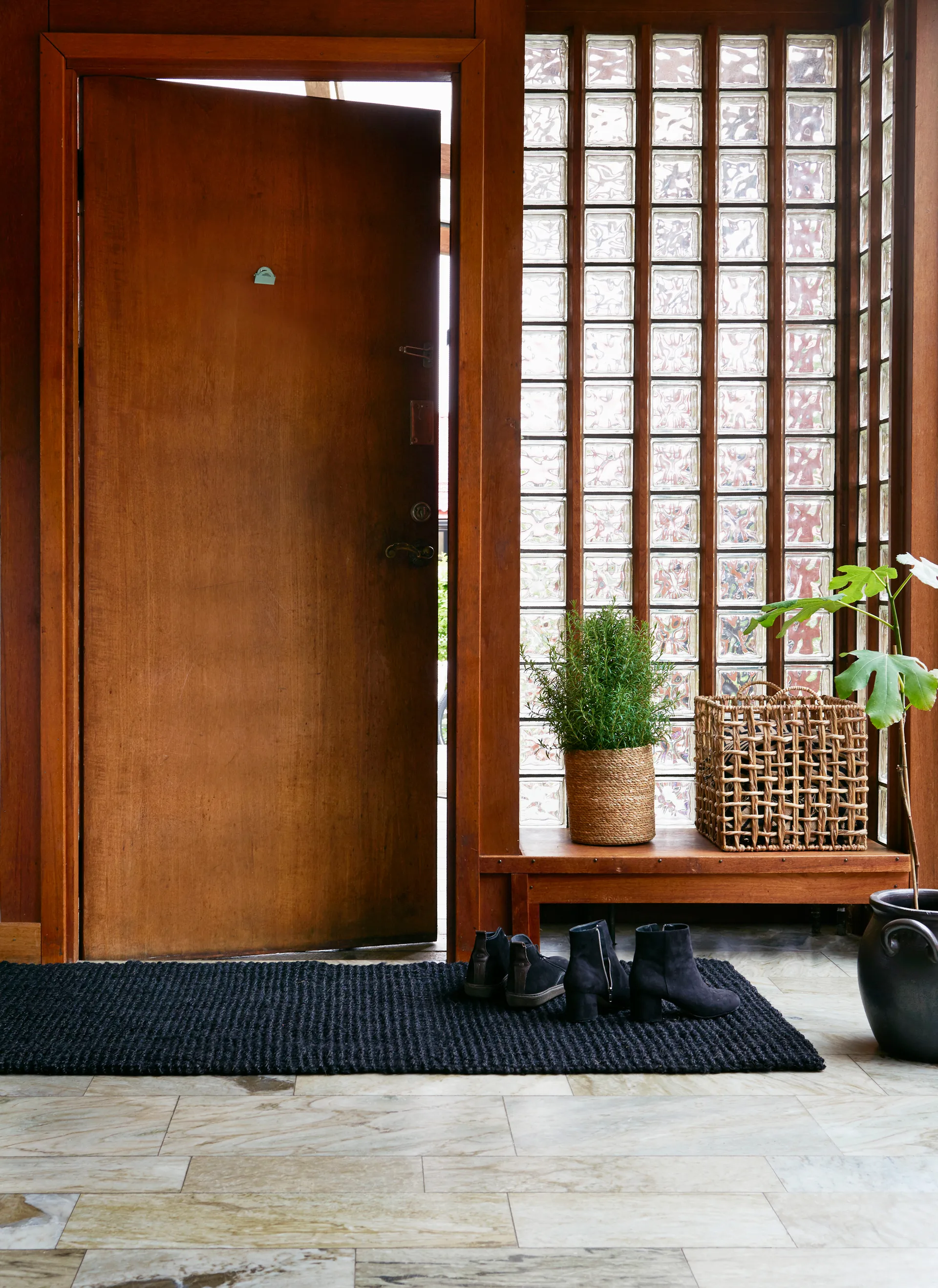 Jute dørmatte svart, 80x180 cm Dixie