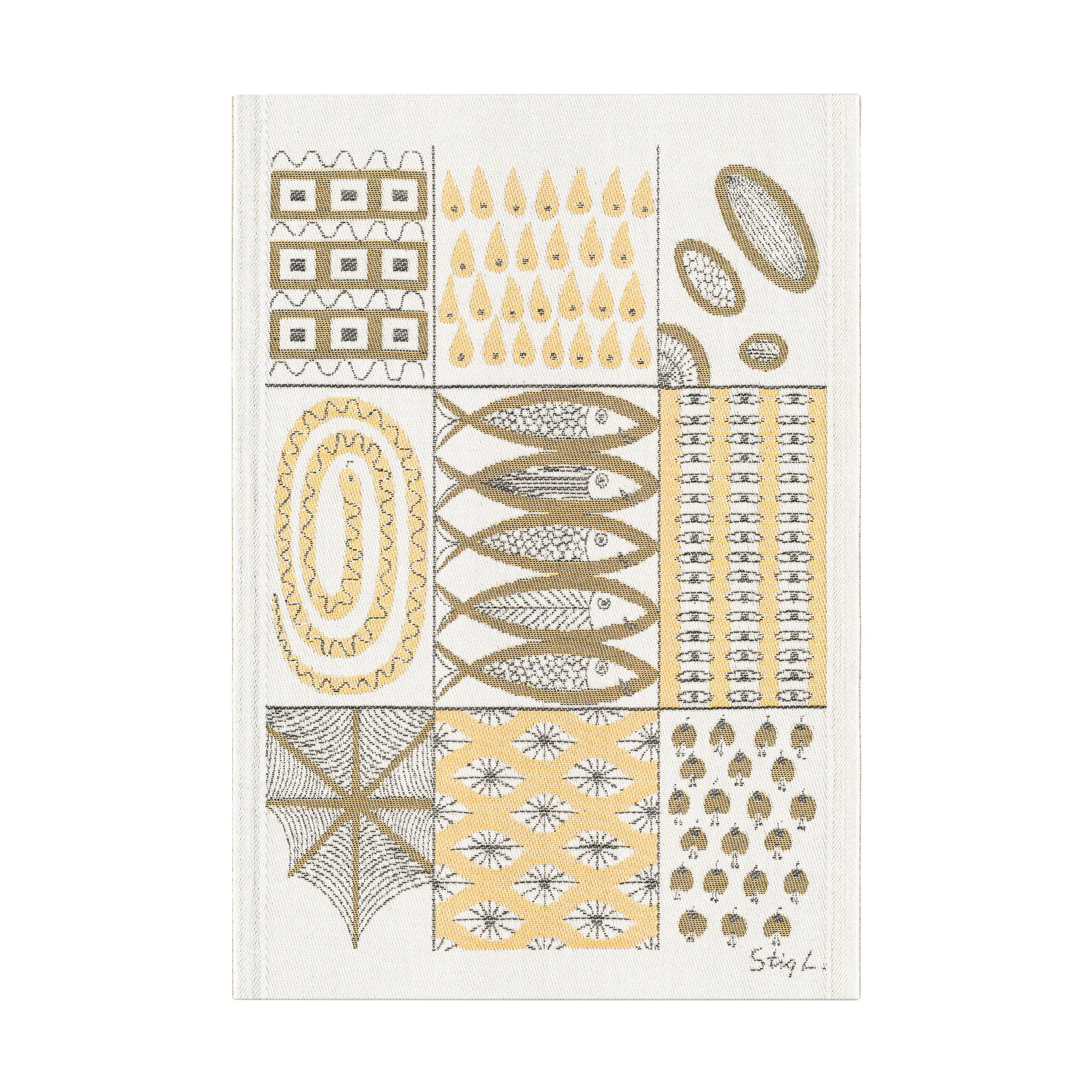 Fiskglänta kjøkkenhåndkle 35x50 cm, Gul Ekelund Linneväveri