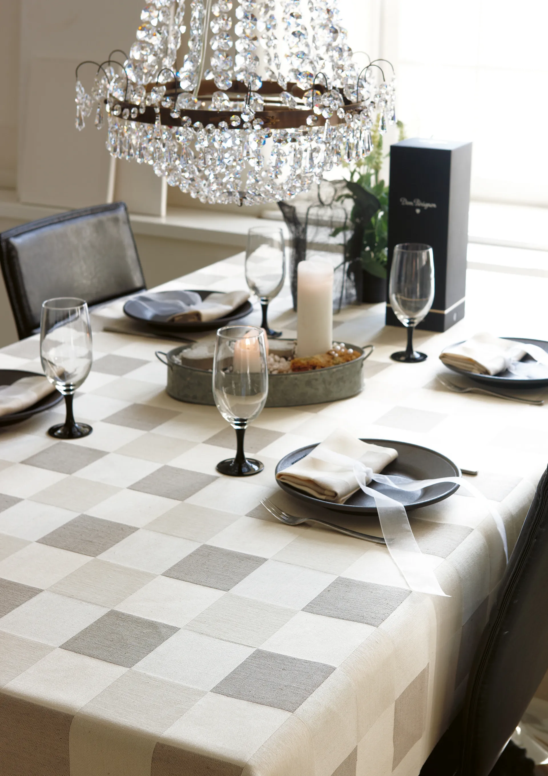 Schack duk, 150 x 300 cm Ekelund Linneväveri