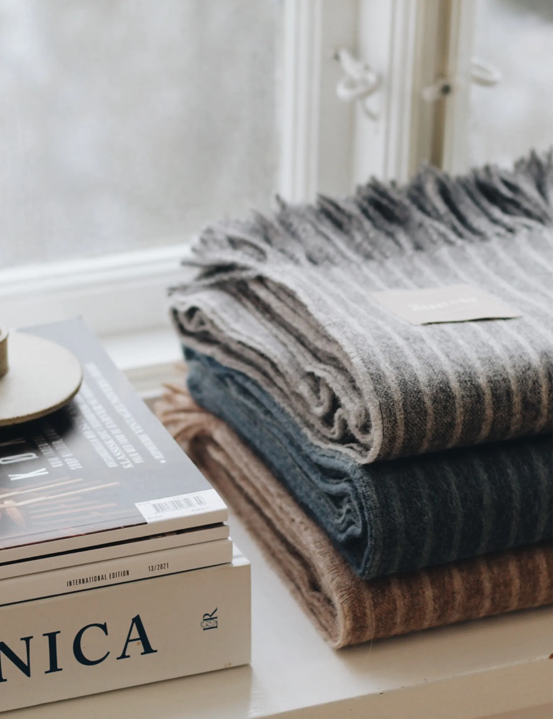 Stripes pledd 130 x 200 cm, Mirage blue Elvang Denmark