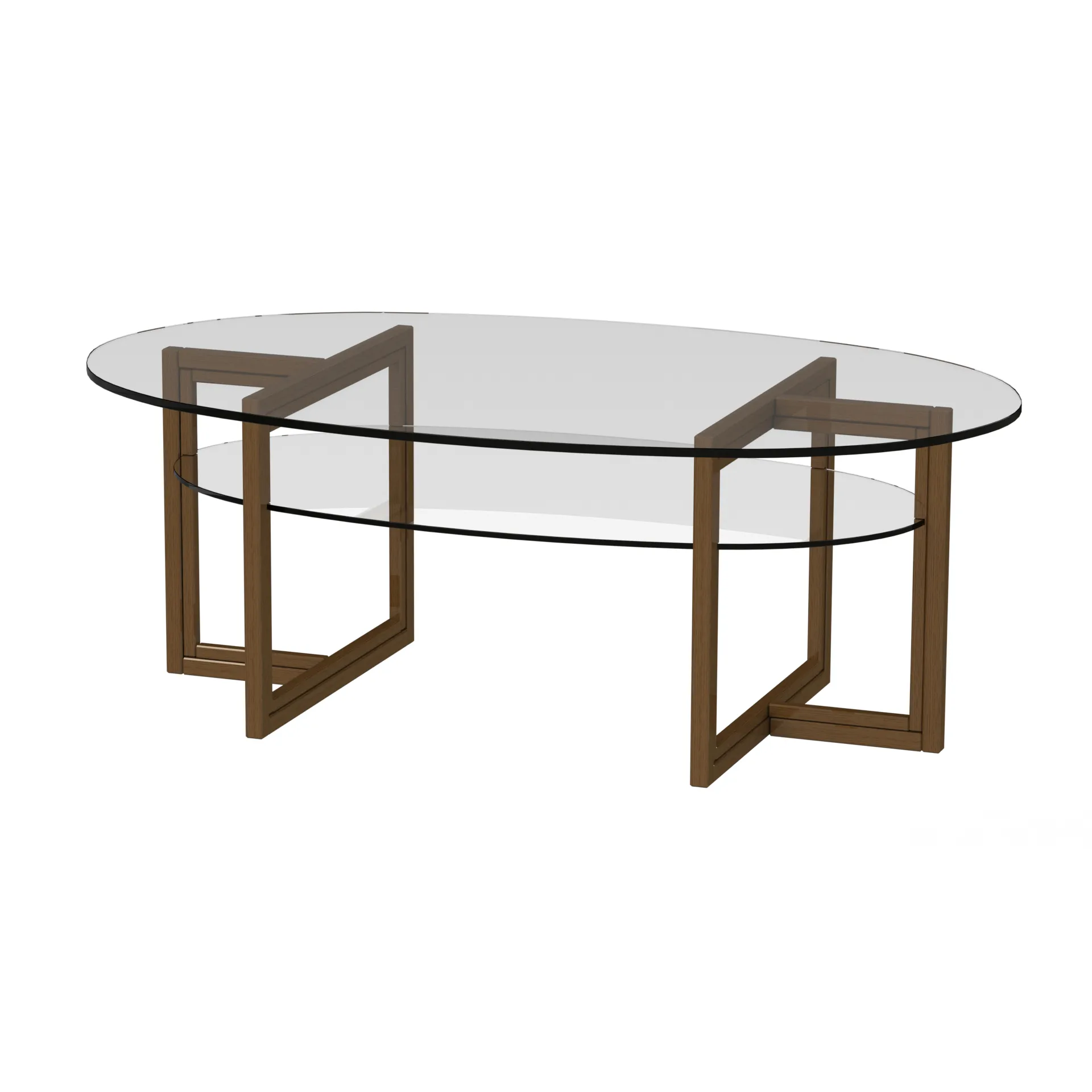 Brutus sofabord ellips, eik brunolje, 130x80 cm, glasskiver Englesson