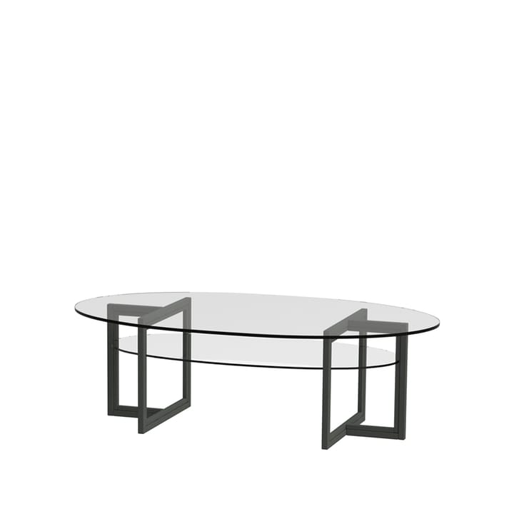 Brutus sofabord ellips - mørk beiset eik, 150x90 cm, glassplater - Englesson