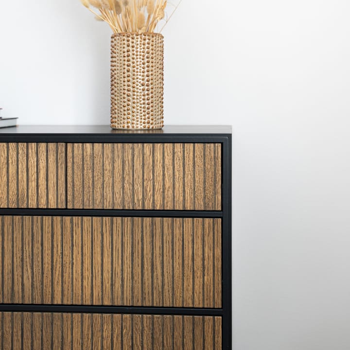 Line Høy kommode, Walnut/white-3+3 skuffer-kromben Englesson