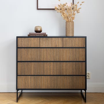 Line Høy kommode - Walnut/white-3+3 skuffer-sokkel - Englesson