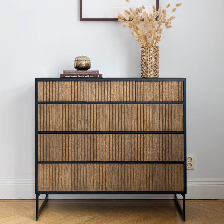 Line Høy kommode, Walnut/white-3+3 skuffer-sokkel Englesson