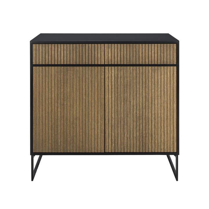 Line Høy skjenk - walnut/black, 2 dører+2 skuffer+1 hylle, svarte metallben - Englesson