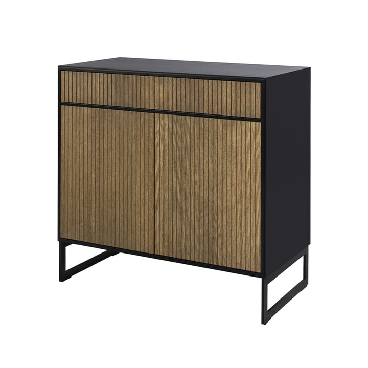 Line Høy skjenk, walnut/black, 2 dører+2 skuffer+1 hylle, svarte metallben Englesson