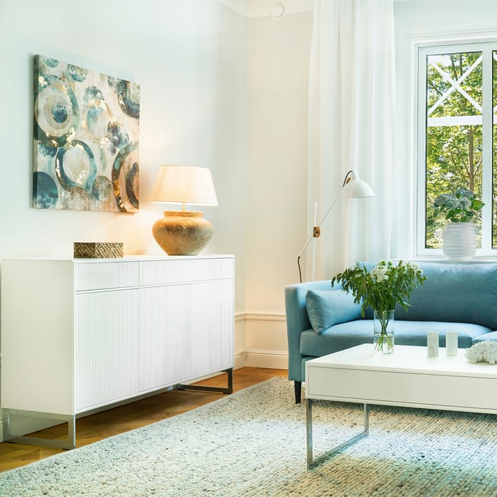 Line Høy skjenk, walnut/white, 2 dører+2 skuffer+1 hylle, krombein Englesson
