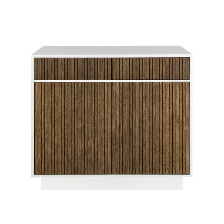 Line Høy skjenk - walnut/white, 2 dører+2 skuffer+1 hylle, sokkel - Englesson
