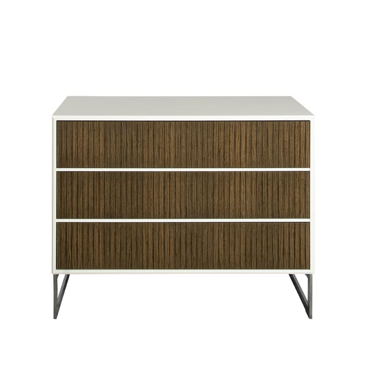 Line kommode - walnut/white, 3 skuffer, kromben - Englesson