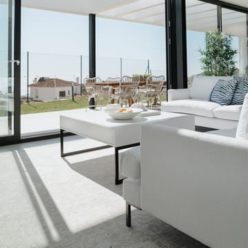 Line sofabord 100x100 cm - Walnut/white, kromben - Englesson