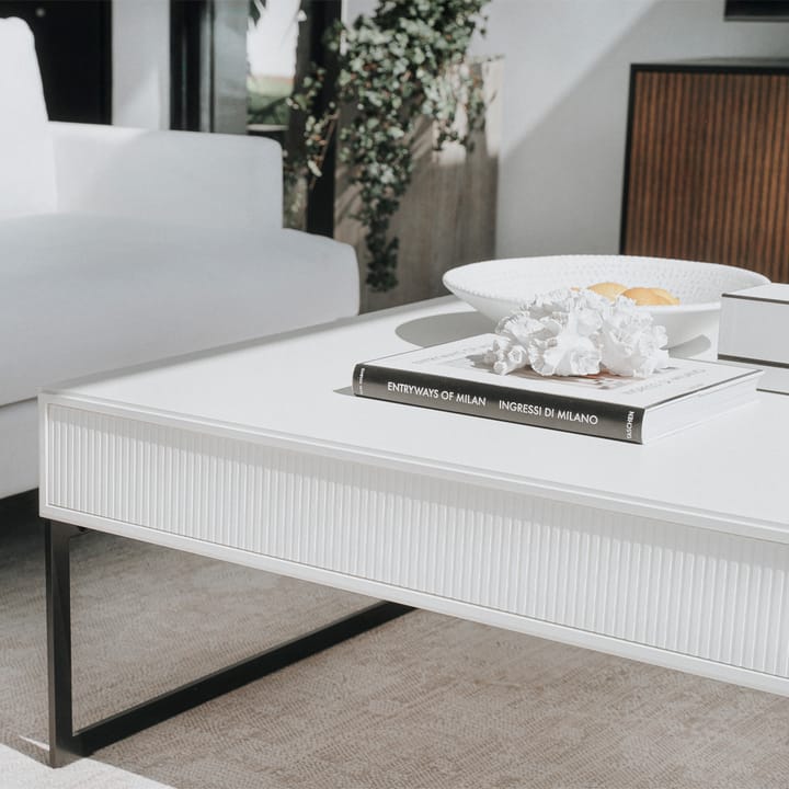 Line sofabord 100x100 cm, Walnut/white, kromben Englesson
