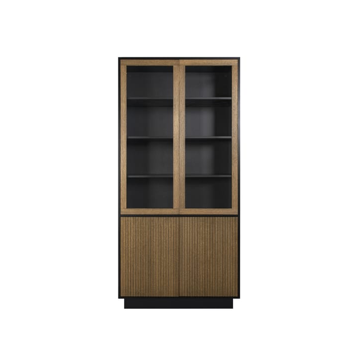 Line vitrineskap - walnut/black, 2+2 dører+3+1 hyller, sokkel - Englesson