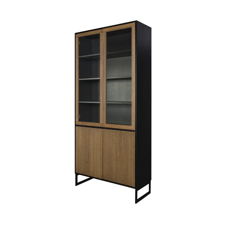 Line vitrineskap, walnut/black, 2+2dører+3+1hyller, svarte metallben Englesson