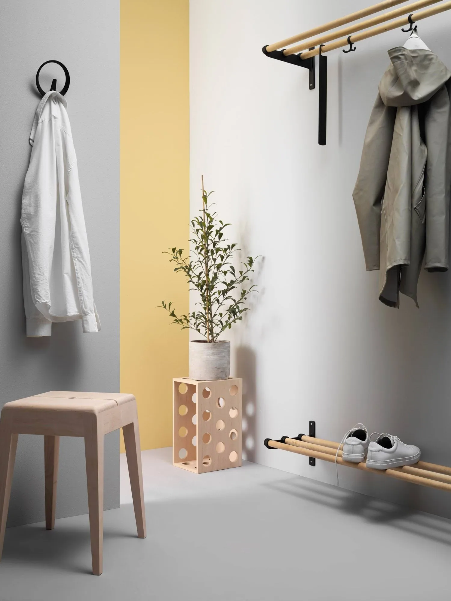 Nostalgi hatt-/skohylle, Ask-hvit, 100 cm Essem Design