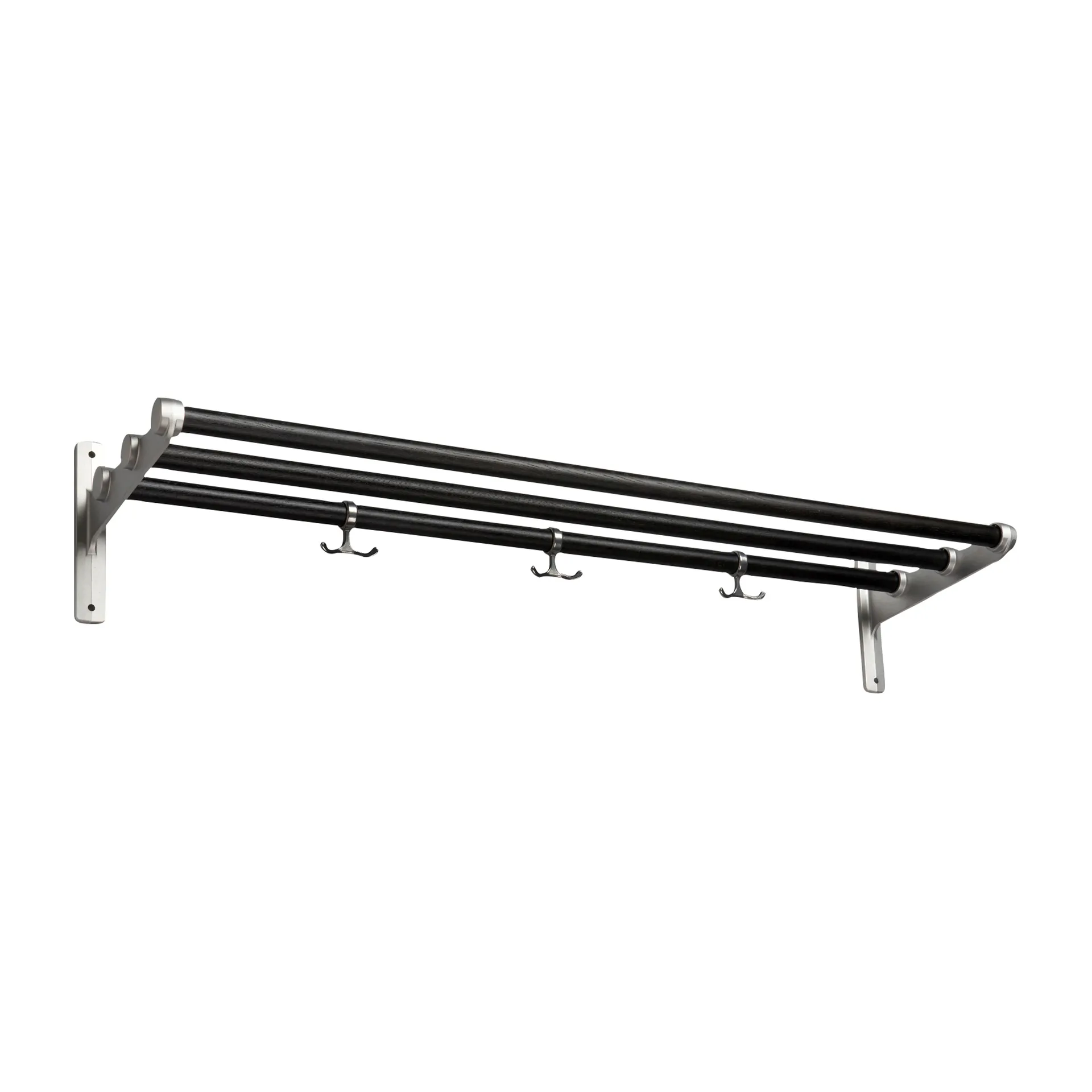 Nostalgi hatt-/skohylle, Svartbeiset eik-aluminium Essem Design