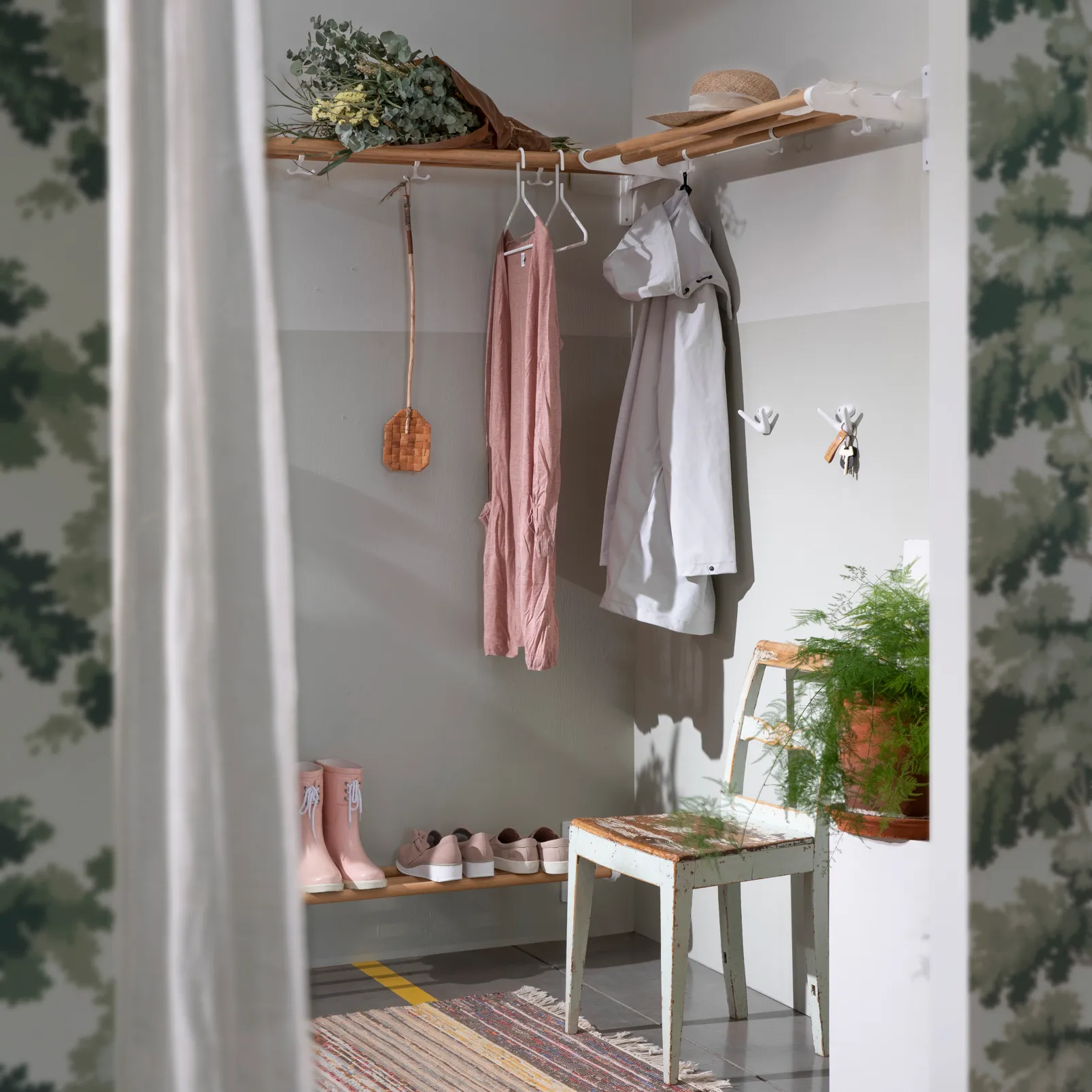 Nostalgi hatthylle, skohylle, eik, hvit Essem Design