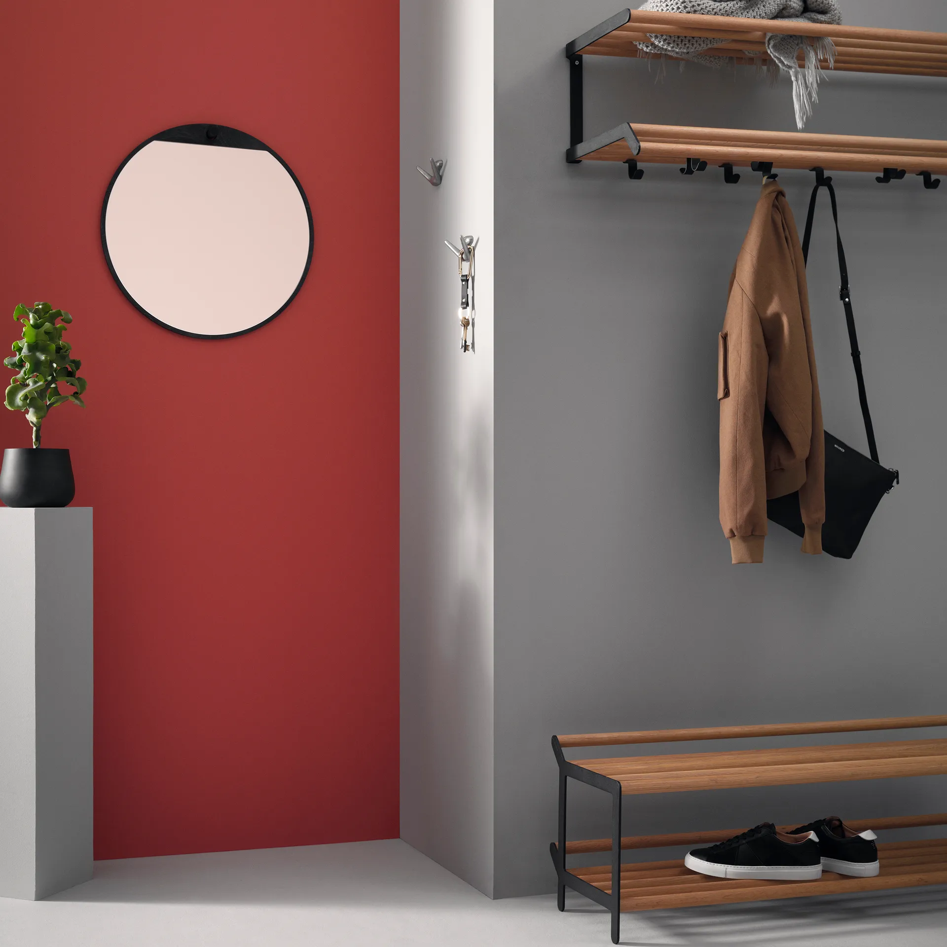 Tamburin skohylle 100 cm, Eik-svart Essem Design