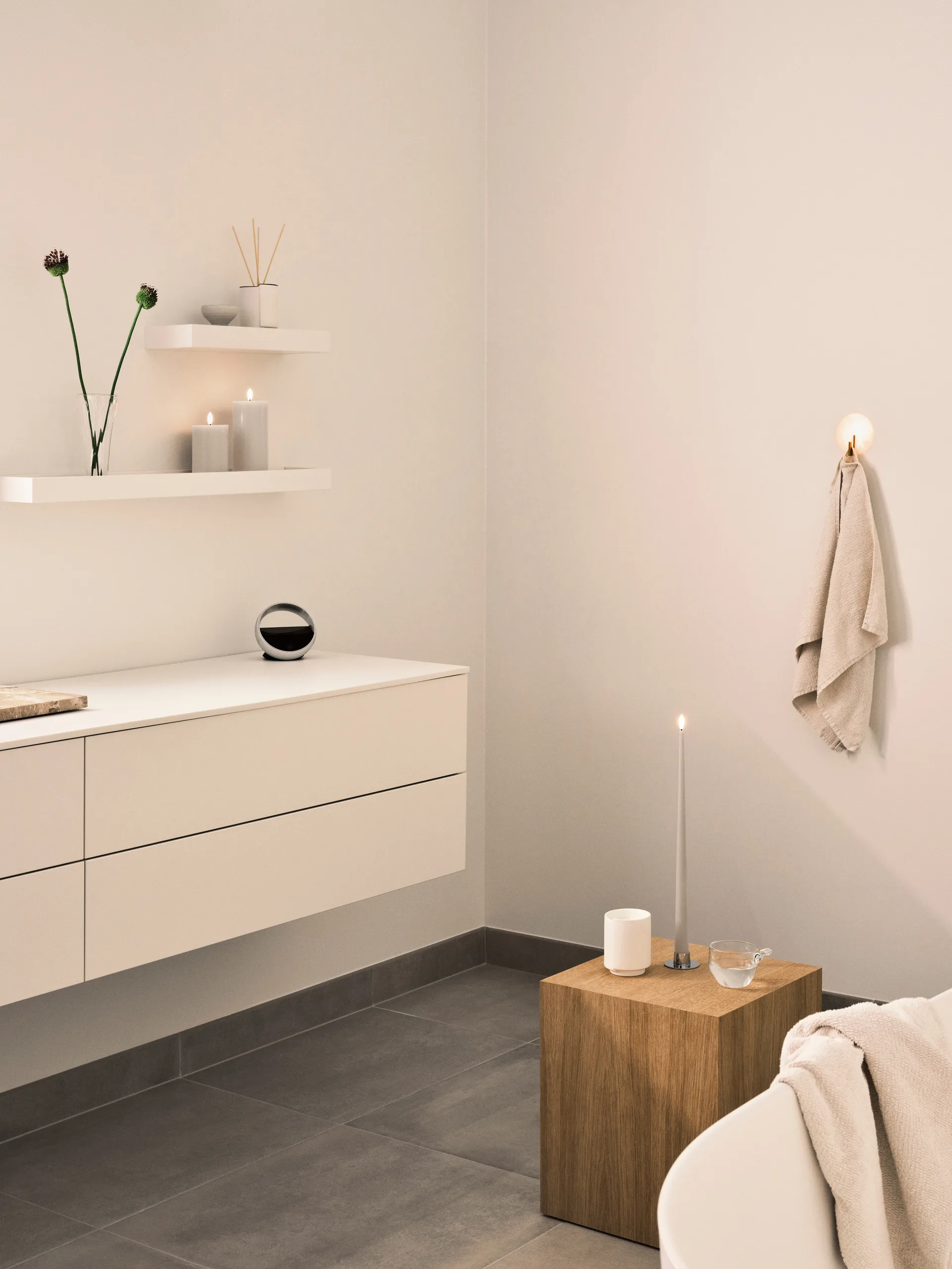 ester & erik blokklys LED, 22 Linen Grey, 10 cm ester & erik