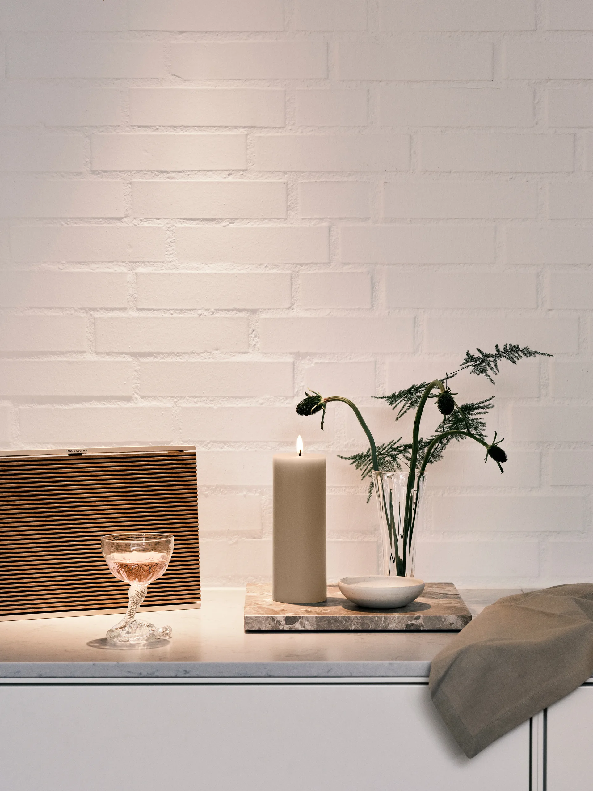 ester & erik blokklys LED, 22 Linen Grey, 20 cm ester & erik