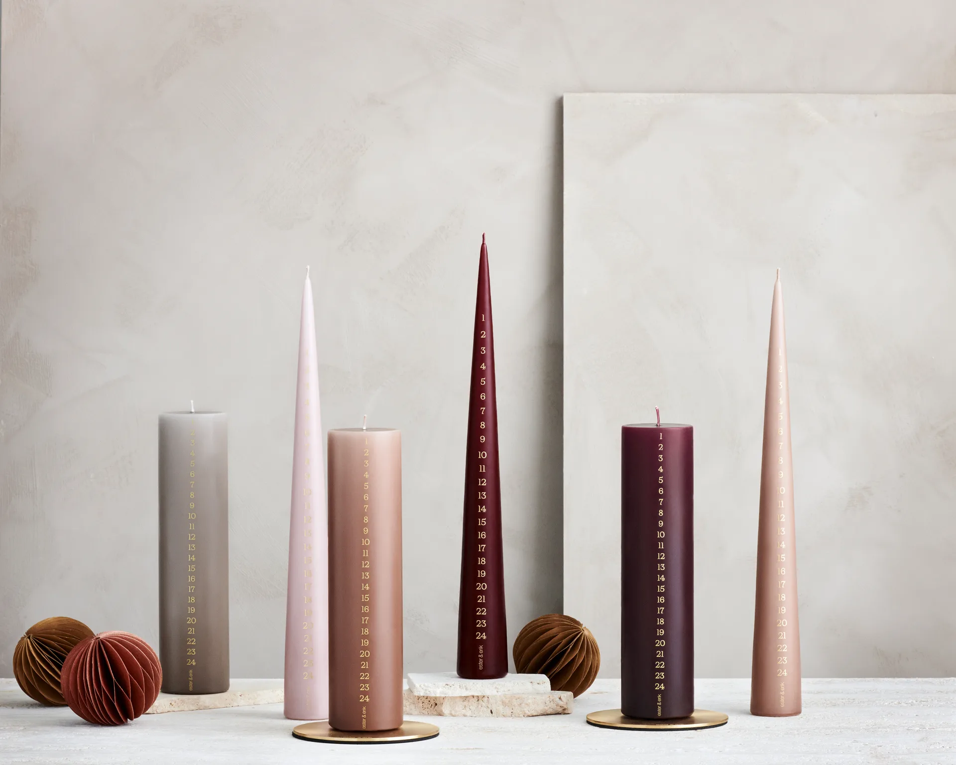 ester & erik kalenderlys 25 cm, 22 linen grey ester & erik