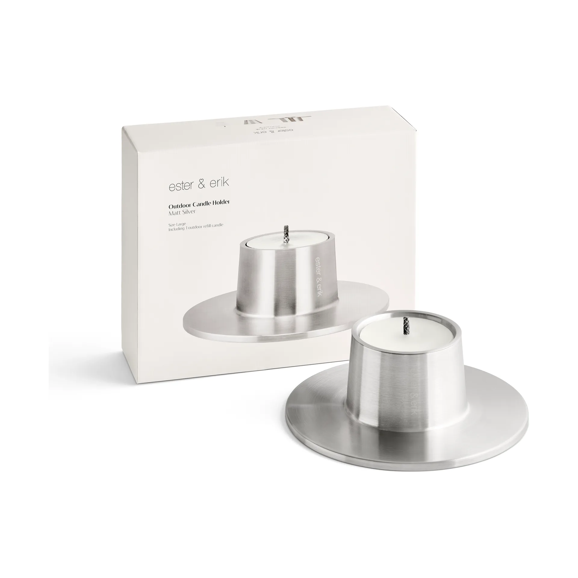 ester & erik utendørs lysestake large 32,3 cm, Silver ester & erik