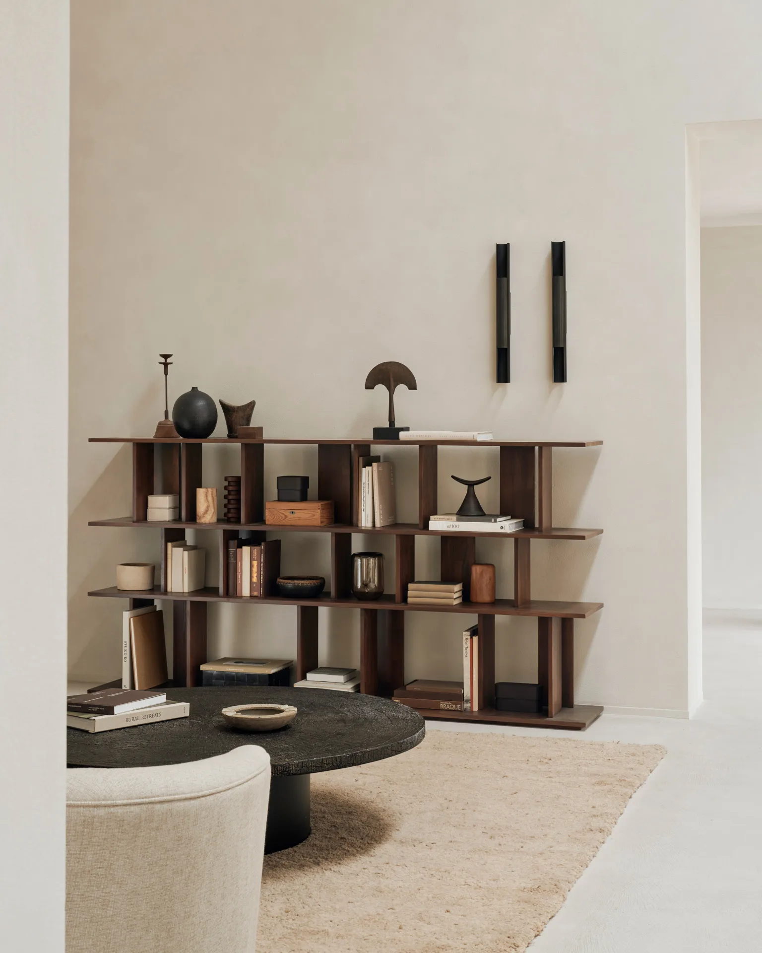 Irregular hylle, Mørkbetsed teak large Ethnicraft