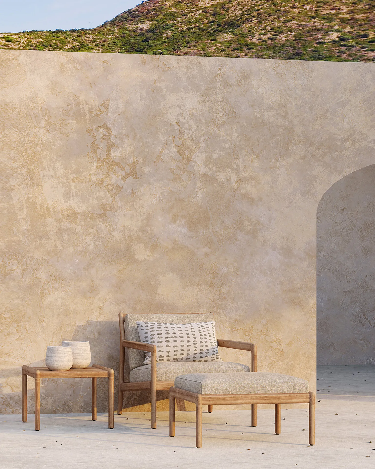 Jack outdoor puff teak, Natural Ethnicraft