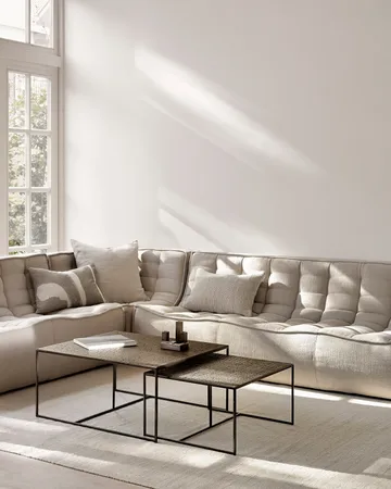 N701 modulhjørnesofa med avrundet hjørne, stoff Beige, 330x260 cm - Ethnicraft